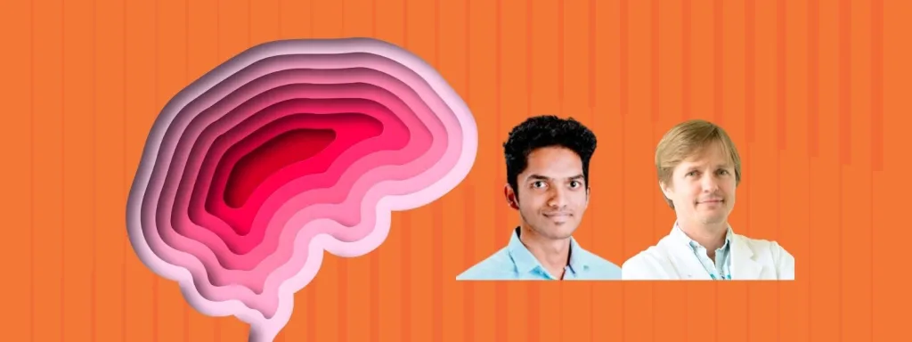 Orange banner featuring a brain logo and portraits of Dr. Senthilkumar Duraivel and Dr. Thomas Angelini.