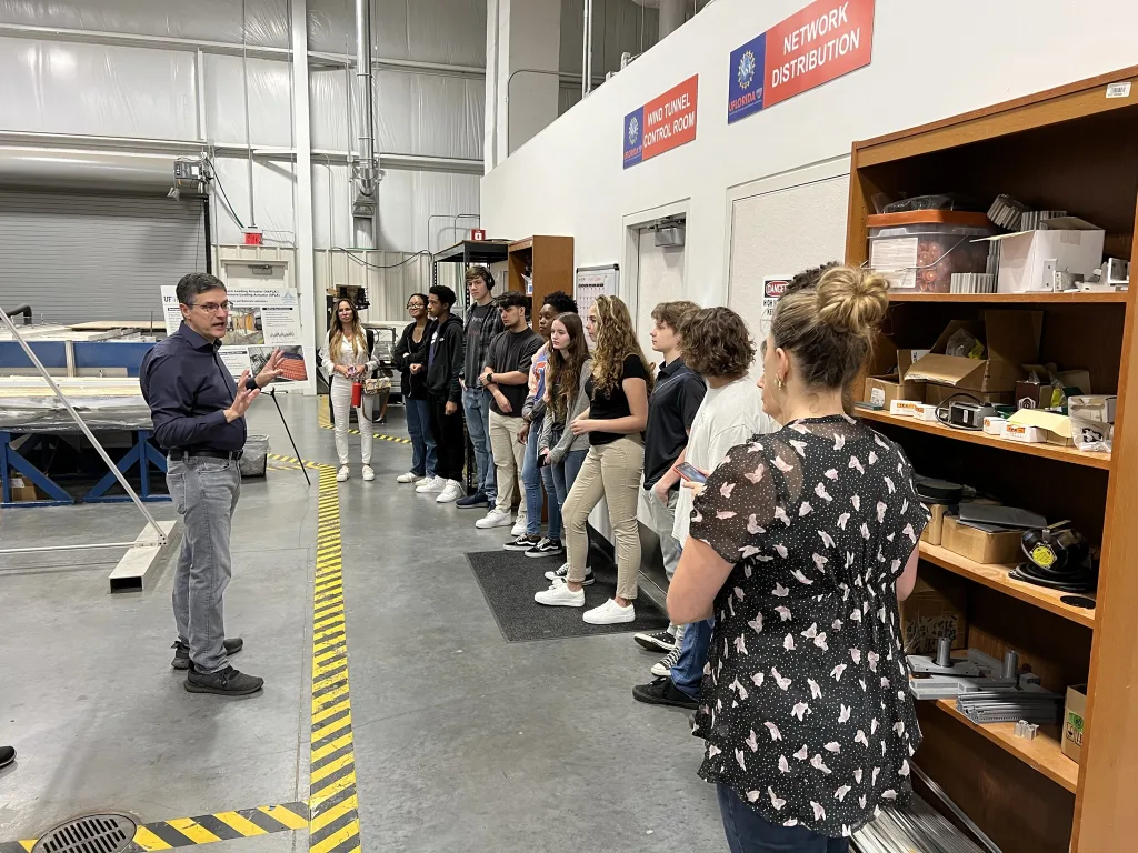 STEMTank students at UF wind tunnel facility