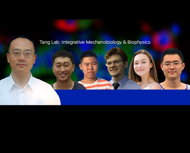 Banner featuring Dr. Xin Tang and his graduate students