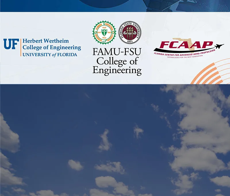 Banner featuring logos of UF HWCoE, FAMU-FSU CoE, FCAAP against a blue sky background