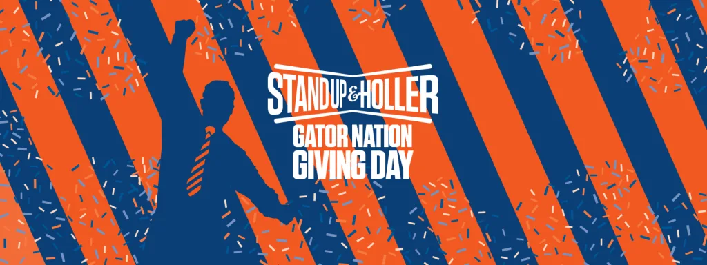 Giving Day Graphic with a blue silhouette of a man