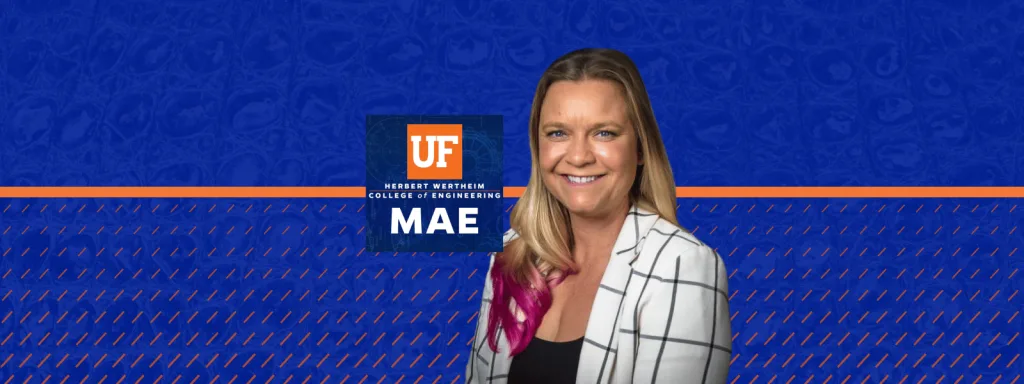 Rebecca Boxerman headshot alongside the UF HWCOE MAE square logo.